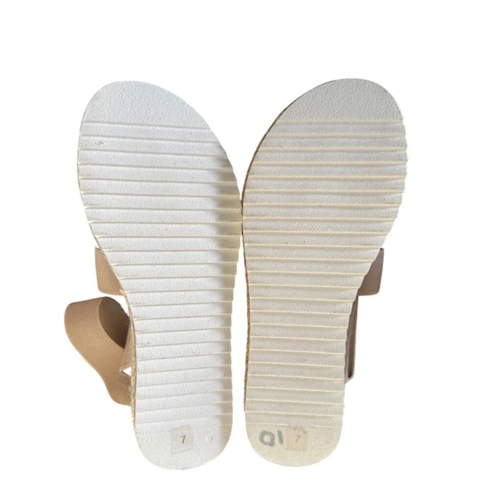 Steve Madden Women's Kimmie Blush Nude Espadrille Platform Sandals Size 7 NWOB